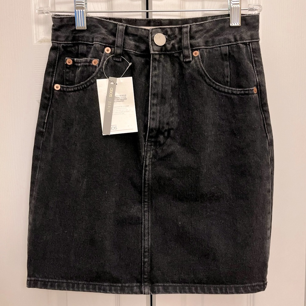 ASOS Black Denim Mini Skirt New With Tags Size US 2